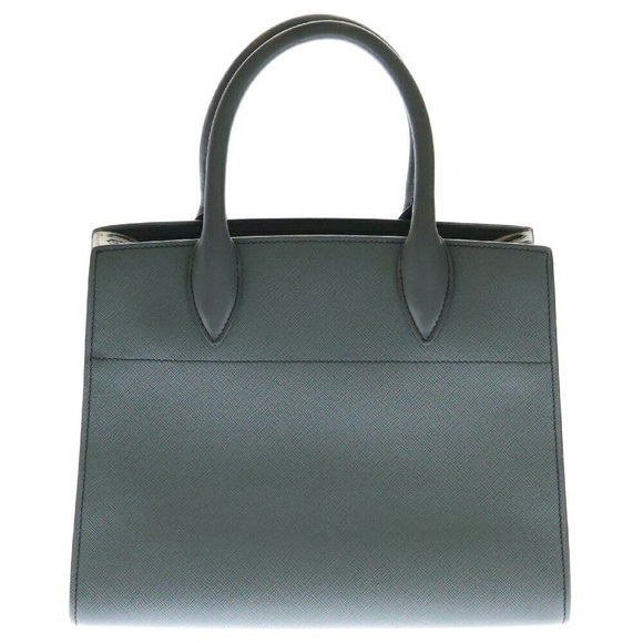 Prada gray Saffiano white Bag handbag leather Bibliotheque - Picture 1 of 6